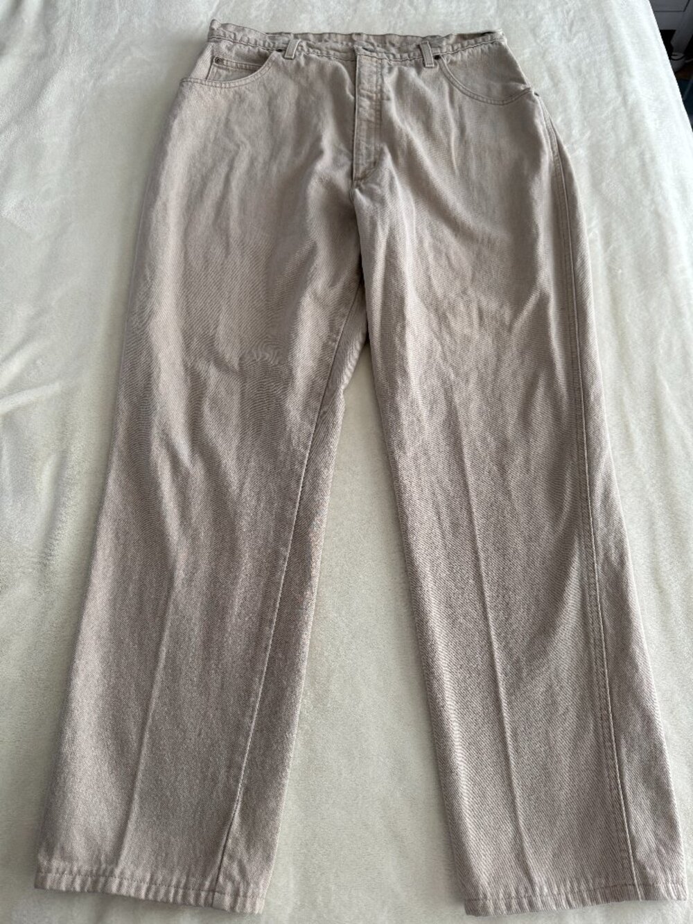 Lands' End Women's 18 Tall Beige Wide Leg Jeans High Rise 100% Cotton USA